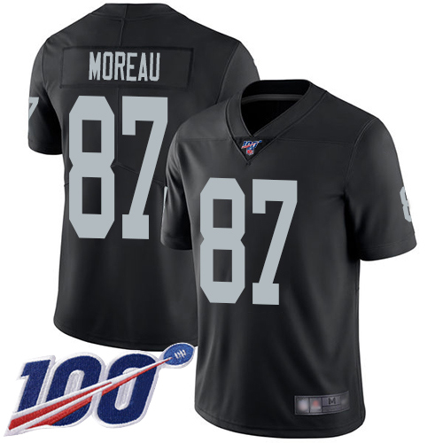 Men Oakland Raiders Limited Black Foster Moreau Home Jersey NFL Football 87 100th Season Vapor Jersey